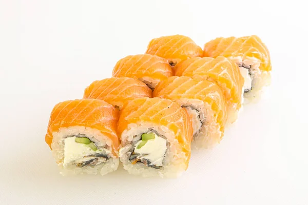 Japanische Traditionsrolle Mit Lachs Nori Und Reis — Stockfoto