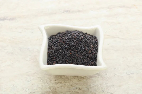 Semillas Sésamo Negro Bowl Para Cocinar — Foto de Stock