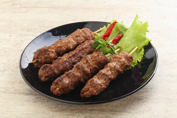 Grilled Beef Kebab Skewer Minced Meat — Stock Photo, Image