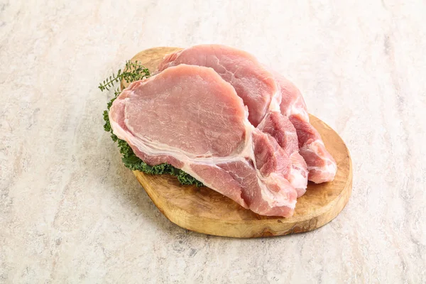 Raw Pork Loin Coocking Board — Stock Photo, Image