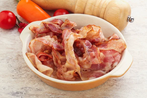 Fried Fat Bacon Snack Breakfast — Stock Photo, Image