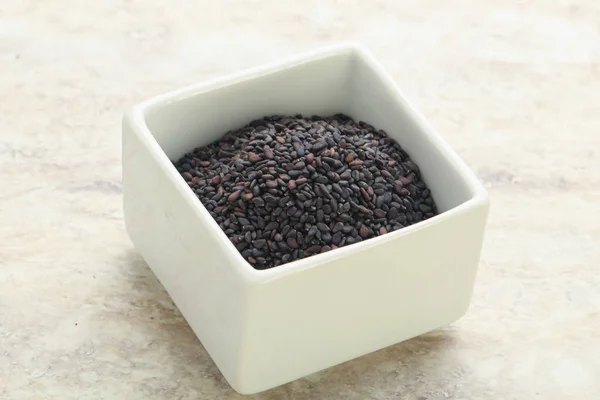 Черные Семена Кунжута Миске Приготовления Пищи — стоковое фото