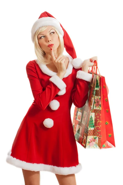 Belleza navideña Santa Claus. Compras . —  Fotos de Stock