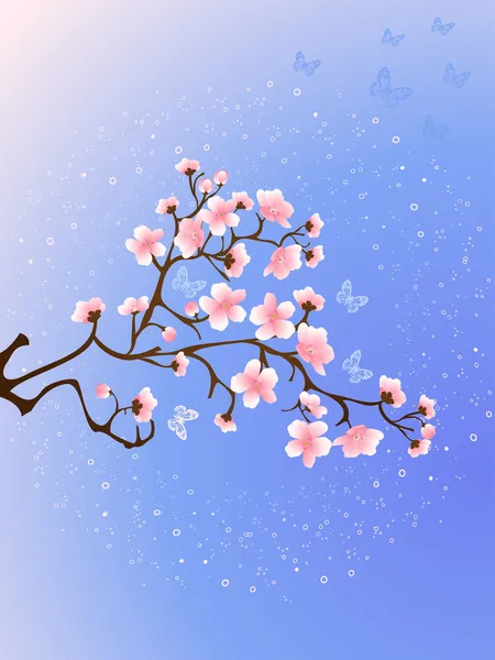 Třešňové květy v noci — Stockový vektor