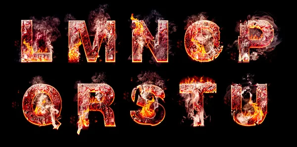 Uppsättning av helvetet brinnande bokstäver — Stockfoto