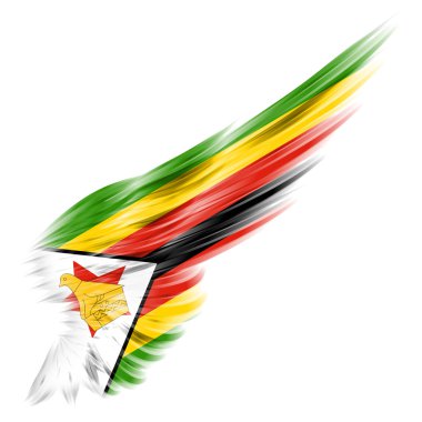 flag of Zimbabwe on Abstract wing with white background clipart
