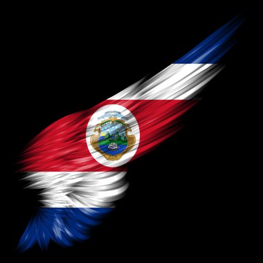 flag of Costa Rica on Abstract wing with black background clipart