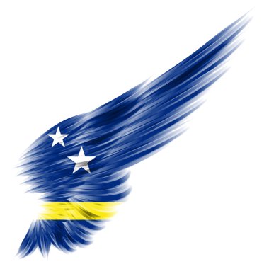 Curacao bayrak beyaz arka plan ile arka kanat