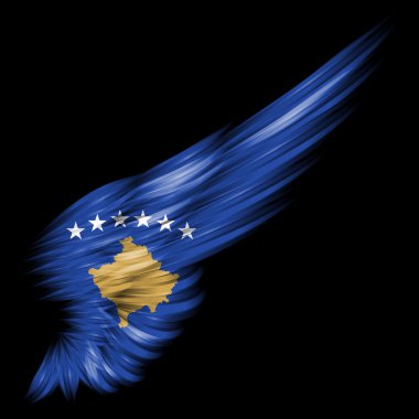 siyah arka plan arka kanat Kosova bayrağı