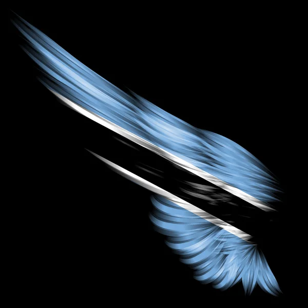 黒の背景と抽象的な翼にボツワナ フラグ — ストック写真