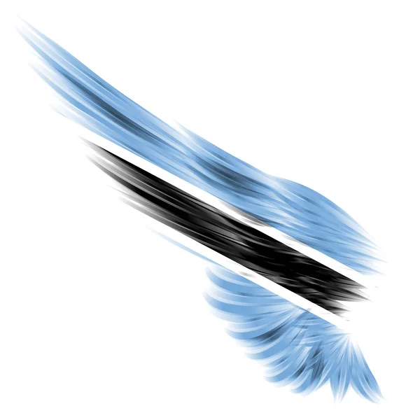 Botswana Flagge auf abstraktem Flügel mit weißem Hintergrund — Stockfoto