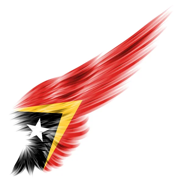 Doğu timor bayrağı beyaz arka plan ile arka kanat — Stok fotoğraf