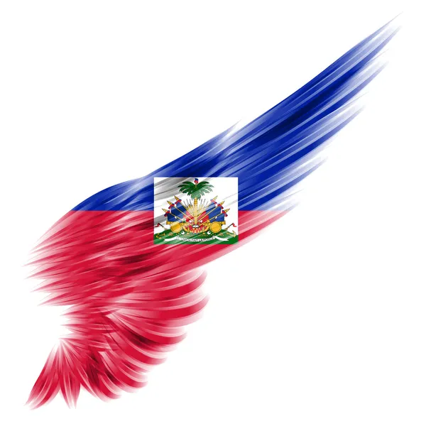 Haitianische Flagge auf abstraktem Flügel mit weißem Hintergrund — Stockfoto