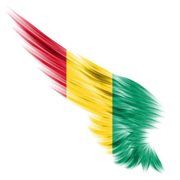 Guinee vlag op abstracte vleugel met witte achtergrond — Stockfoto