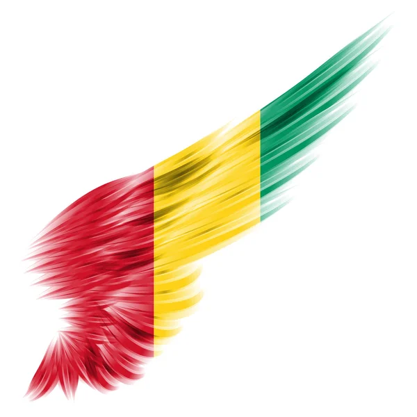 Ala abstracta con bandera de Guinea sobre fondo blanco — Foto de Stock