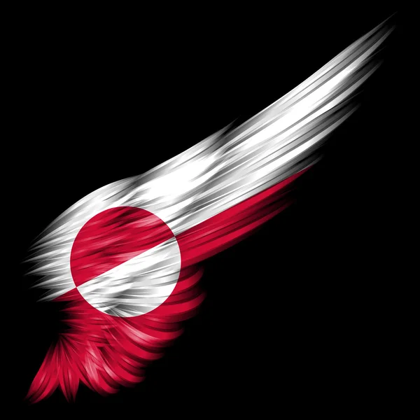 Greenland flag on Abstract wing with black background — Stock Photo, Image