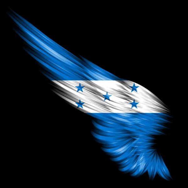 Honduras flag on Abstract wing with black background — Stock Photo, Image