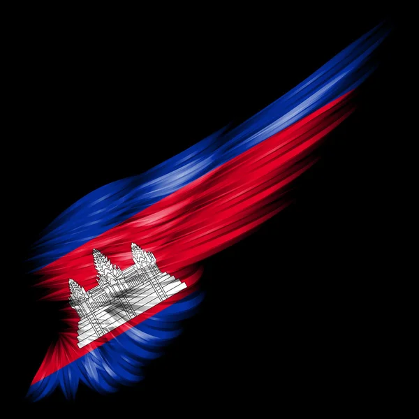Flag of Cambodia on Abstract wing with black background — Stock Photo, Image