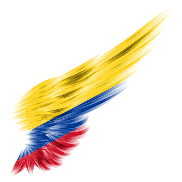 Vlag van colombia op abstracte vleugel met witte achtergrond — Stockfoto