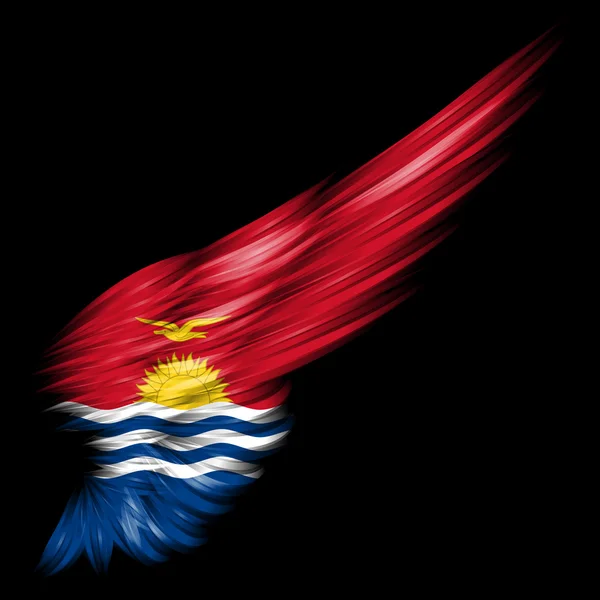 Kiribati flag on Abstract wing with black background — Stock Photo, Image