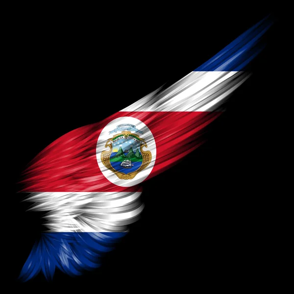Flag of Costa Rica on Abstract wing with black background — Stock Photo, Image