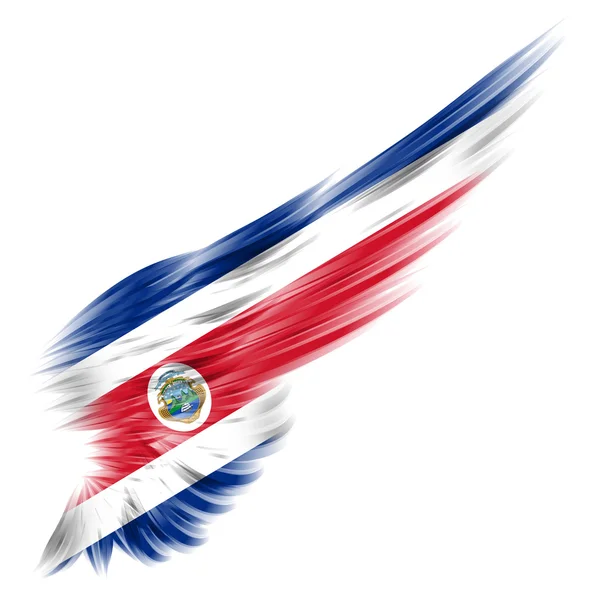 Vlag van costa rica op abstracte vleugel met witte achtergrond — Stockfoto