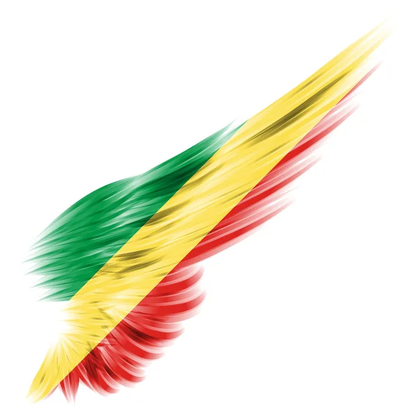 Bandeira da República do Congo na asa abstrata com fundo branco — Fotografia de Stock