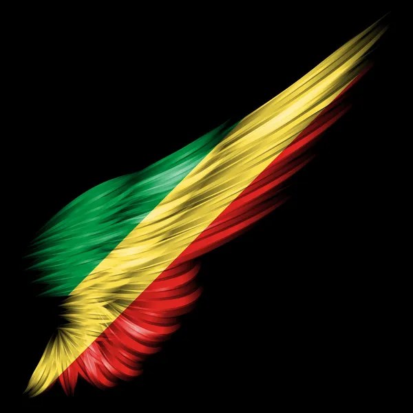 Drapelul Republicii Congo pe aripa abstractă cu backgroun negru — Fotografie, imagine de stoc