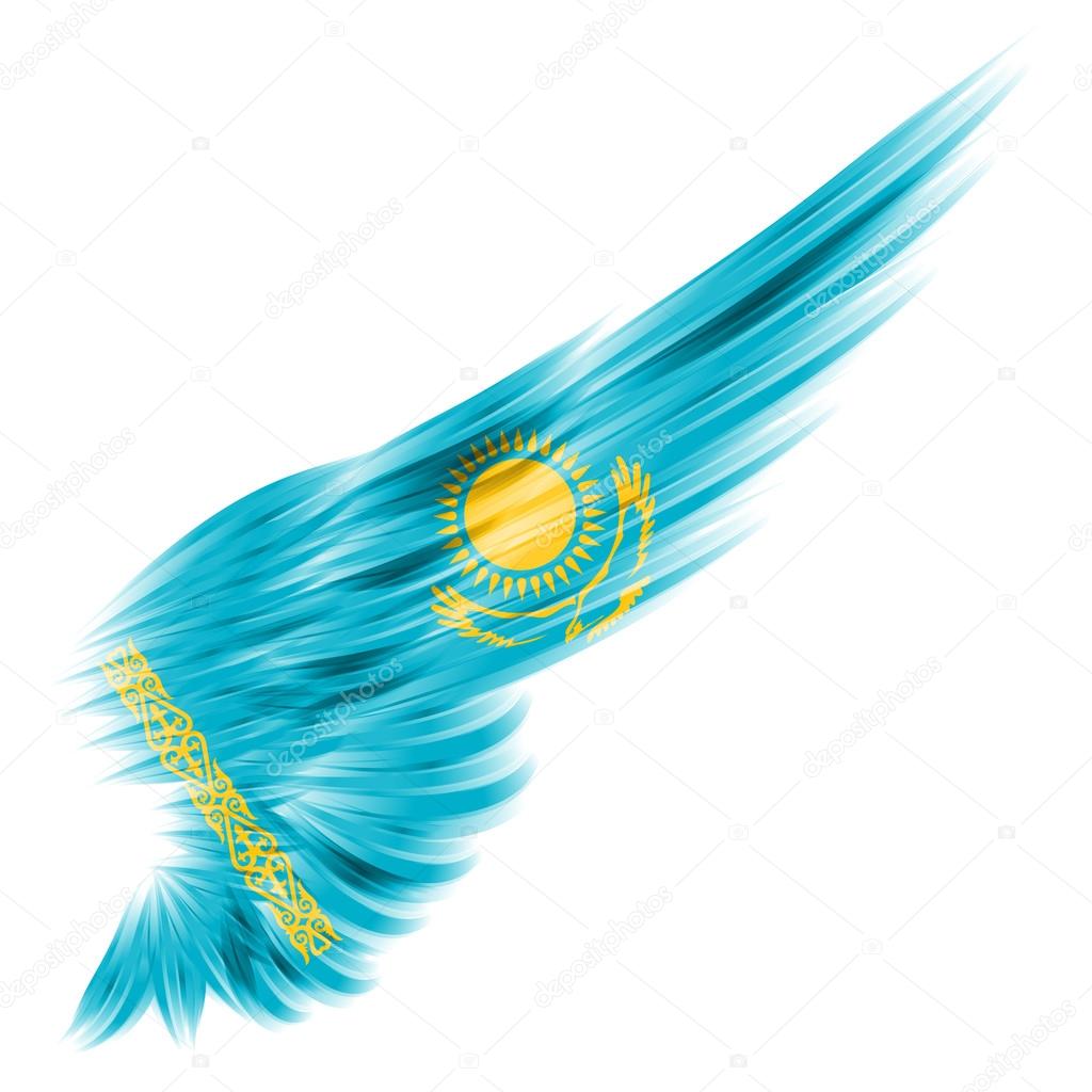 flag of Kazakhstan on Abstract wing with white background