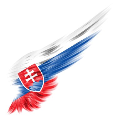 Beyaz arka plan ile arka kanat Slovakya bayrağı