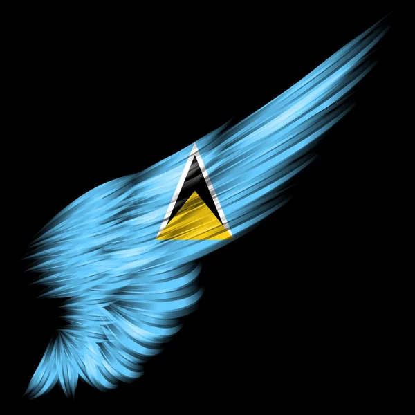 Flag of Saint Lucia on Abstract wing with black background — Stock Photo, Image