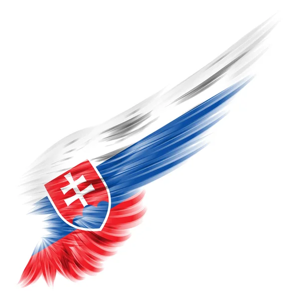 Beyaz arka plan ile arka kanat Slovakya bayrağı — Stok fotoğraf
