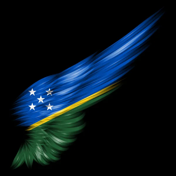 Flag of the Solomon Islands on Abstract wing with black backgrou — Stock Photo, Image