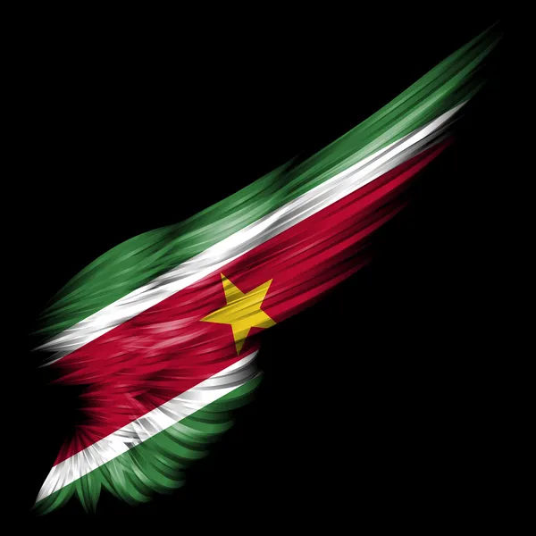 Bandera de Surinam en ala abstracta con fondo negro — Foto de Stock