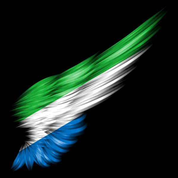 Vlag van sierra leone op abstracte vleugel met zwarte achtergrond — Stockfoto