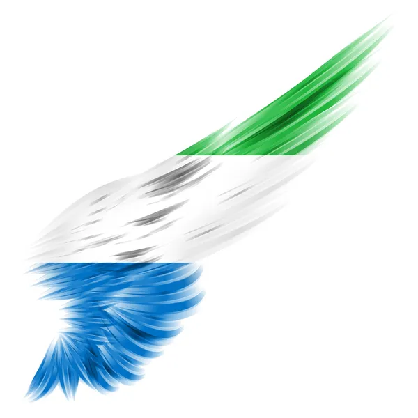 Sierra Leone Flag on Abstract wing with white background — Stock Photo, Image
