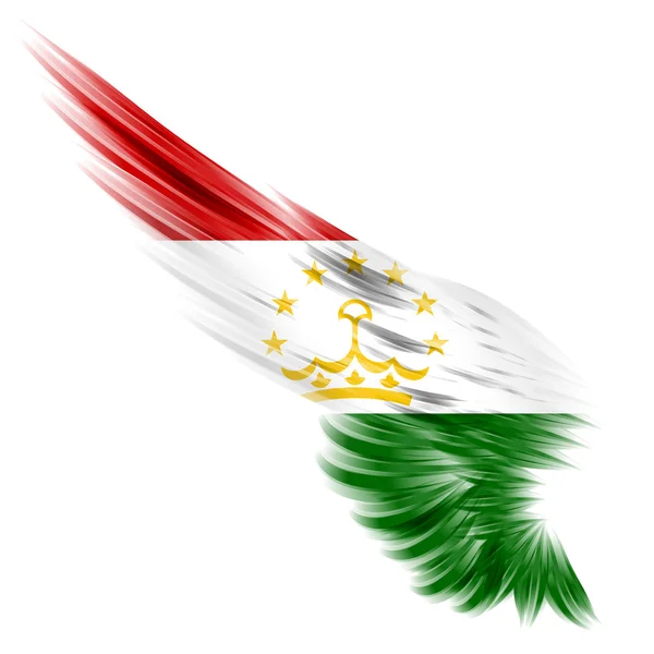 Tacikistan bayrağı beyaz arka plan ile arka kanat — Stok fotoğraf