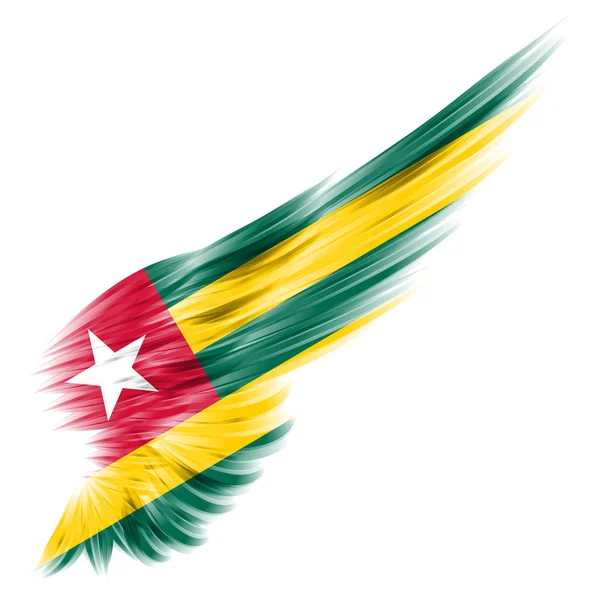 Drapeau du Togo sur aile abstraite avec fond blanc — Photo