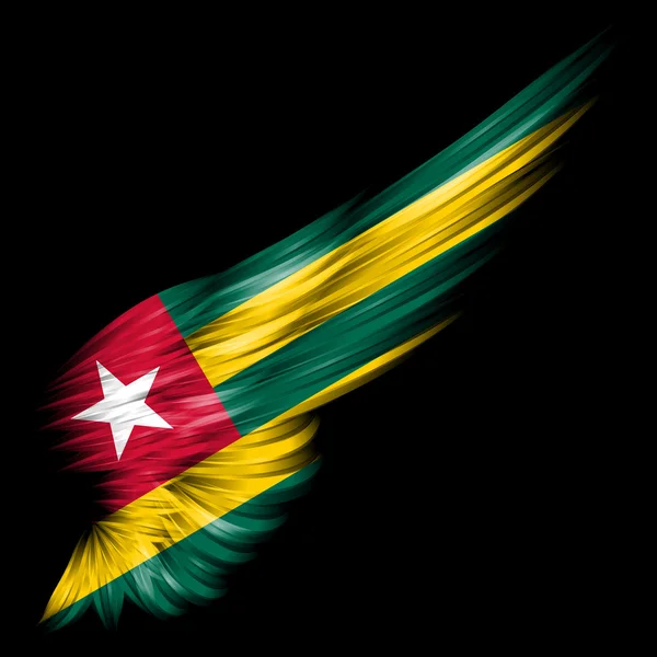 Togo bayrağı siyah arka plan arka kanat — Stok fotoğraf