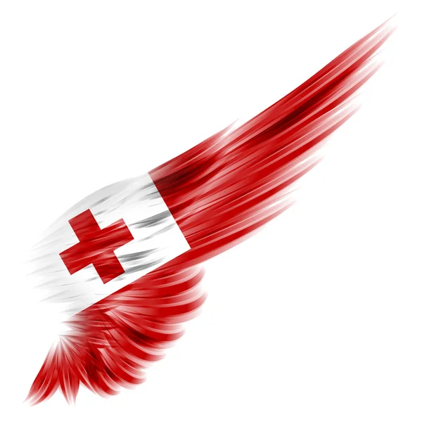 Flagge der Tonga auf abstraktem Flügel mit weißem Hintergrund — Stockfoto