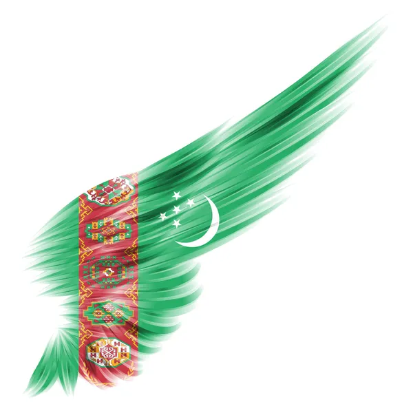 Turkmenistan Flag on Abstract wing with white background