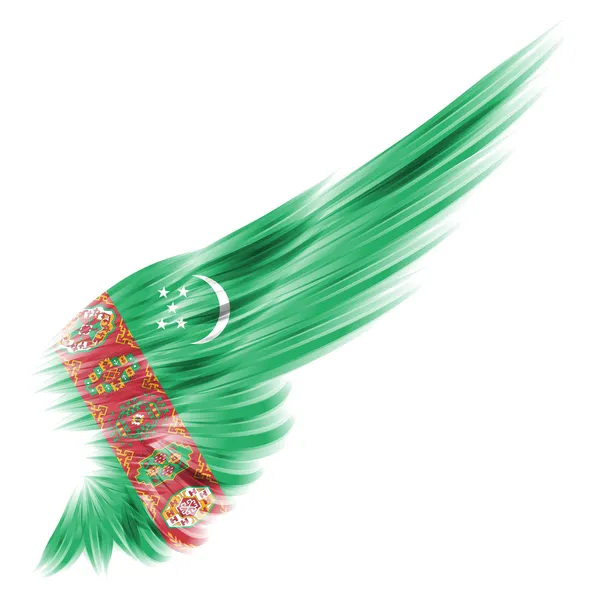 Flagga turkmenistan på abstrakt vinge med vit bakgrund — Stockfoto