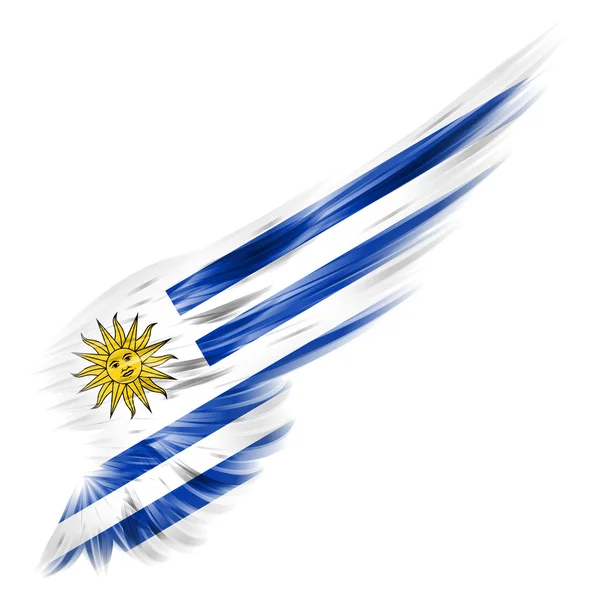 Flag of Uruguay on Abstract wing with white background — Stock Photo, Image