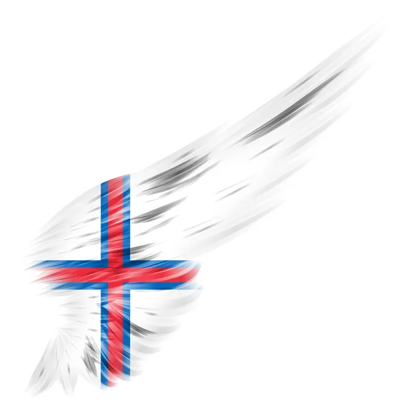Färöarnas flagga på abstrakt wing med vit bakgrund — Stockfoto