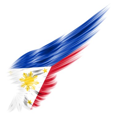 kanat ve beyaz arka plan üzerinde Filipinler bayrağı