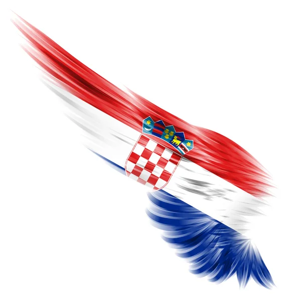 Bandera de Croacia sobre ala y fondo blanco — Foto de Stock