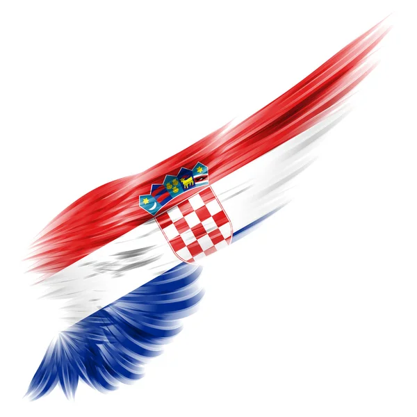 Croatia Flag on wing and white background — Stock Photo, Image