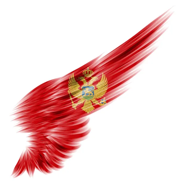 Montenegró zászló fehér háttér absztrakt szárny — Stock Fotó