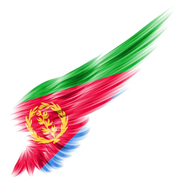Vlag van eritrea op abstracte vleugel met witte achtergrond — Stockfoto