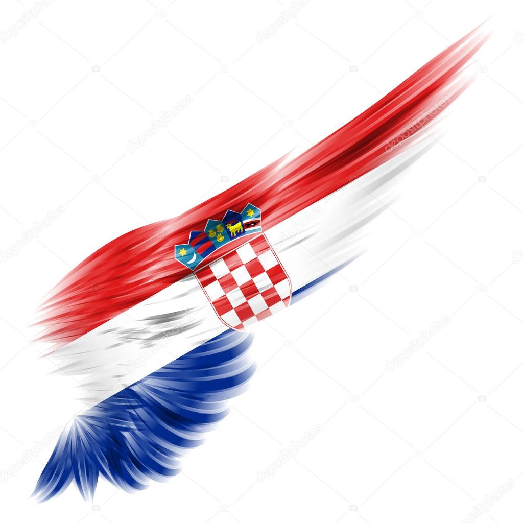 Croatia Flag on wing and white background